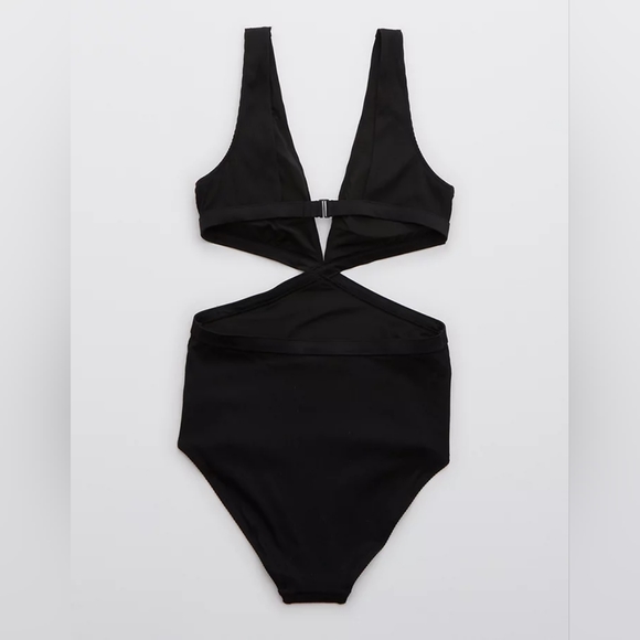 Aerie Ribbed Mix Crossover Cut Out One Piece Swimsuit NWT - Picture 4 of 4